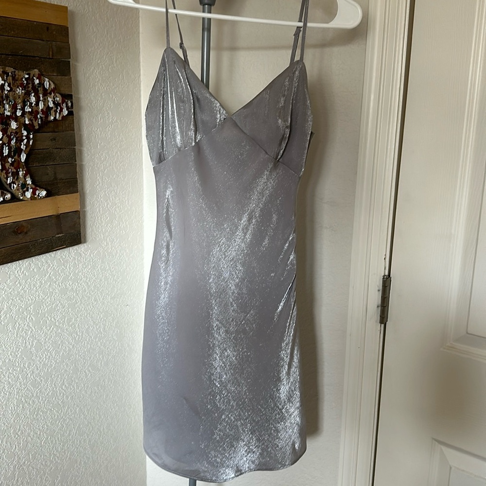 Silver slip dress